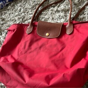 Longchamp Red and Brown Tote Bag